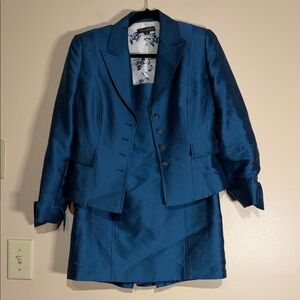 Talbots Deep Teal Satin Skirt Suit